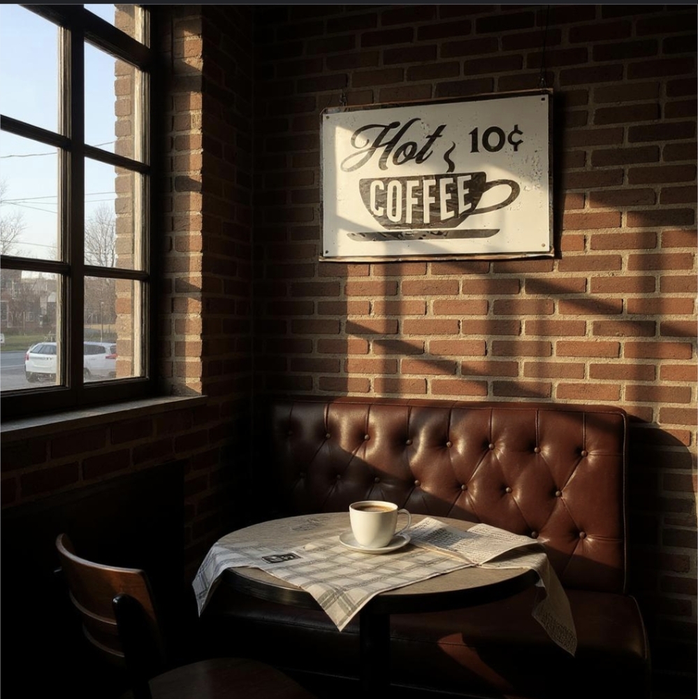 Hot Coffee Black & White Metal Sign